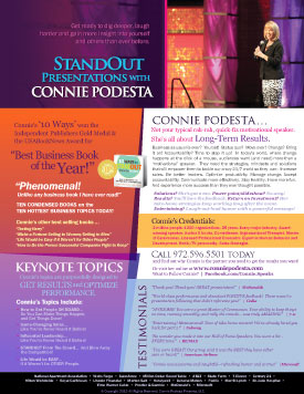 Powerhouse Speaker, Motivational and Humorous - Connie Podesta