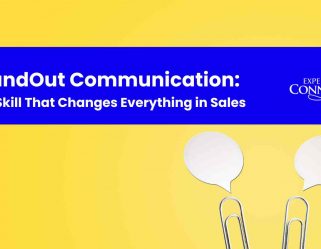 Promotional banner for StandOut Communication on a yellow background with a blue title strip and white text; two speech-bubble icons held by binder clips.